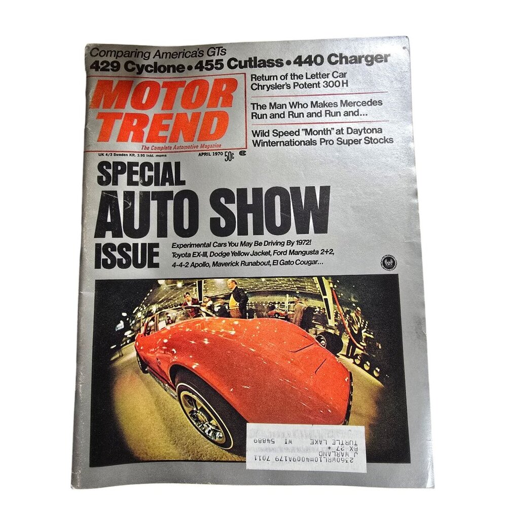 Vintage Motor Trend April 1970 CollectorS Automotive Magazine With Muscle Car Ad